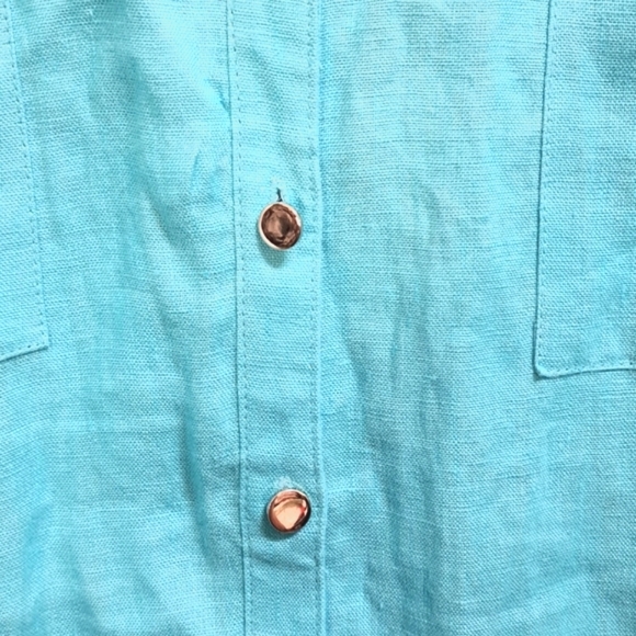 JM Collection 100% Linen Blue Silver Embellished Blouse. Size 14 NWT - Picture 6 of 10